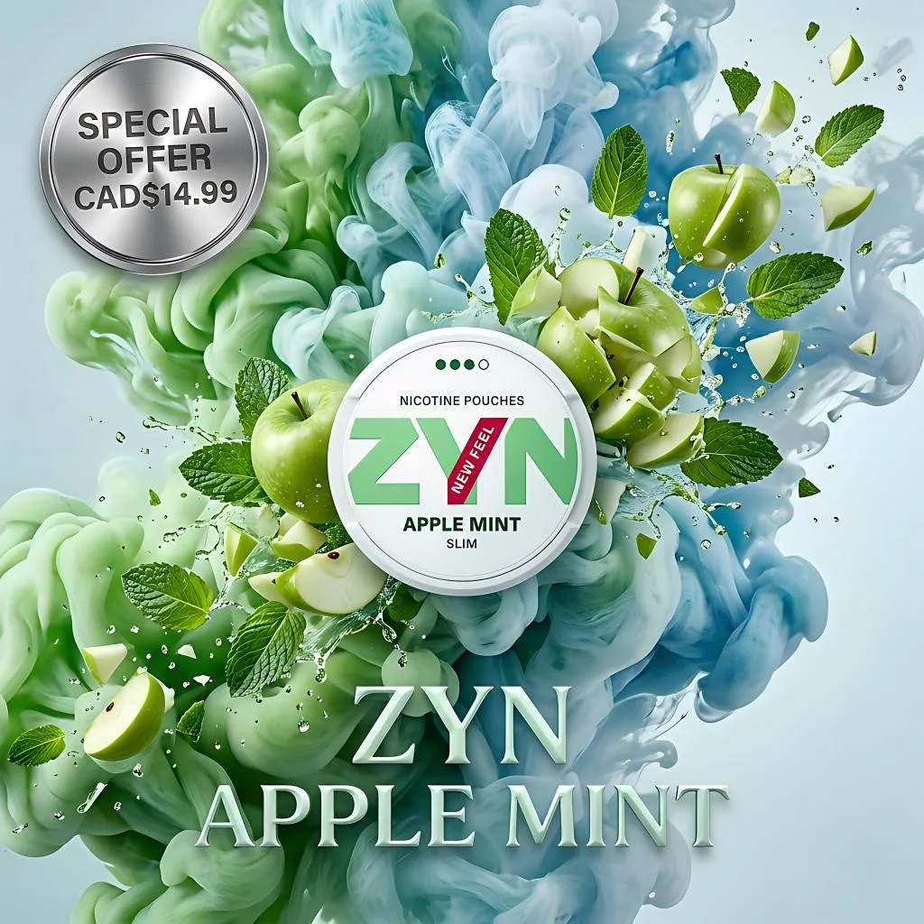 ZYN-AppleMint supplied by canpouch, the premier Canadian local distributor of premium flavored white pouches. Authentic products with fast domestic shipping across Canada.