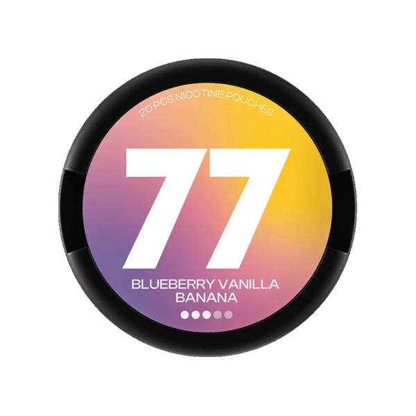 77 Blueberry Vanilla Banana nicotine pouches European market front