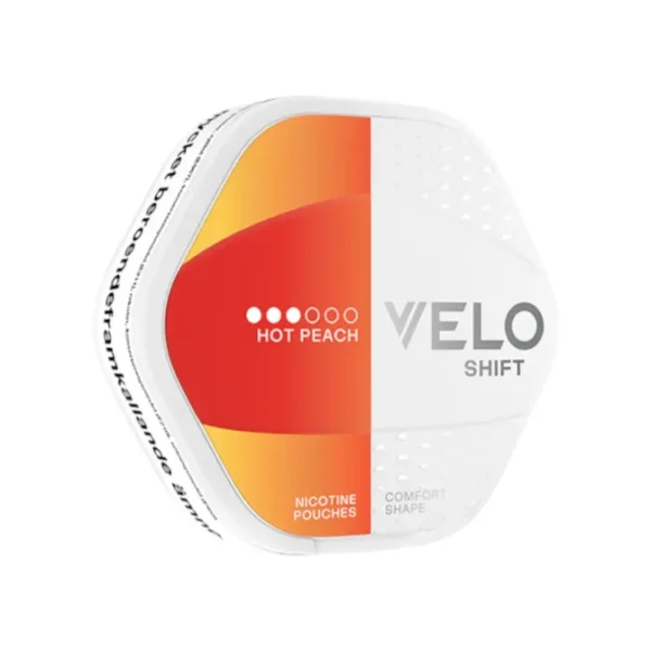 VELO Shift Hot Peach 8mg Sweden Angle Left VELO Shift Hot Peach 8mg nicotine pouches Sweden angle left